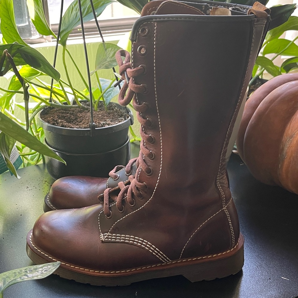 Dr. Martens Rustic Burnt Brown Beatrice Lace Up Boots